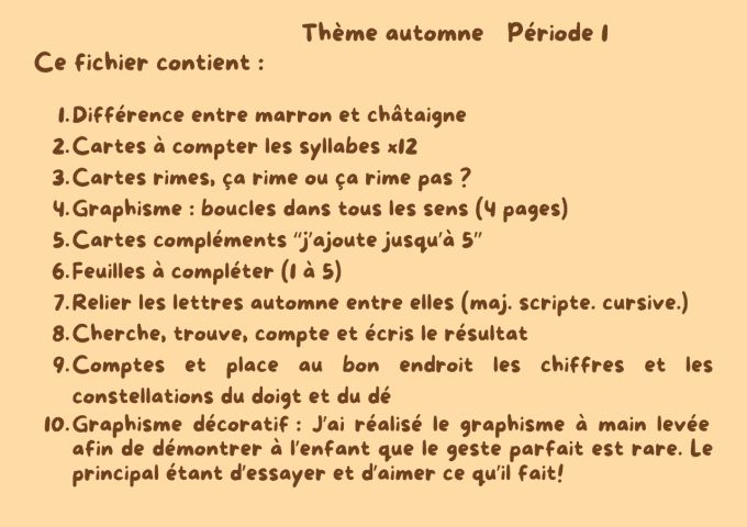 Thème Automne 4/5 ans