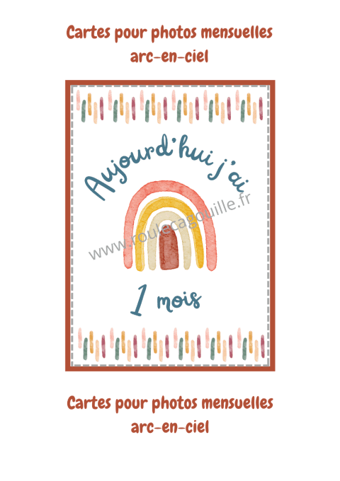 Cartes pour photos mensuelles -arc-en-ciel-