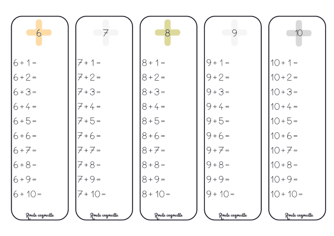 Tables d'addition