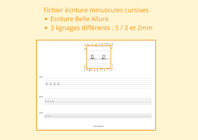 Ecriture des lettres minuscules cursives 